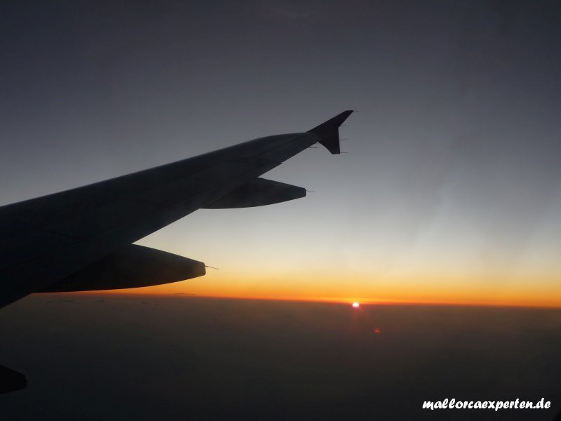 Sonnenuntergang Flug Mallorca